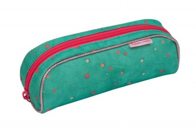 Tolltartó, henger alakú, cipzáras, BELMIL "Cute sloth", zöld-rózsaszín, szivecske