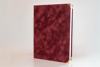 Oklevéltartó, A4, exkluzív, plüss, 4 fém sarokkal, bordó