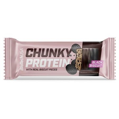 Fehérjeszelet, gluténmentes, 50g, BIOTECH USA "Chunky Protein Bar", Black Biscuit