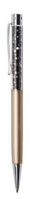 Golyóstoll, arany, felül fekete SWAROVSKI® kristályokkal töltve 14 cm, ART CRYSTELLA®