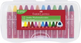 Zsírkréta, háromszögletű, FABER-CASTELL "Jumbo", 12 különböző szín